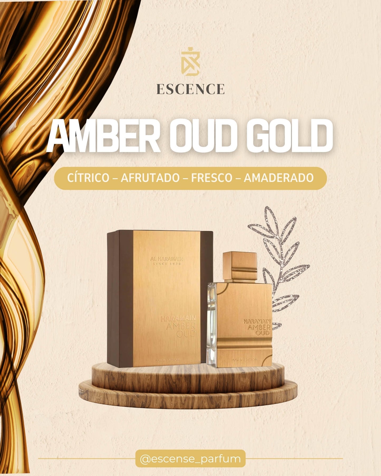 Perfume para hombre AMBER OUD GOLD con su caja original