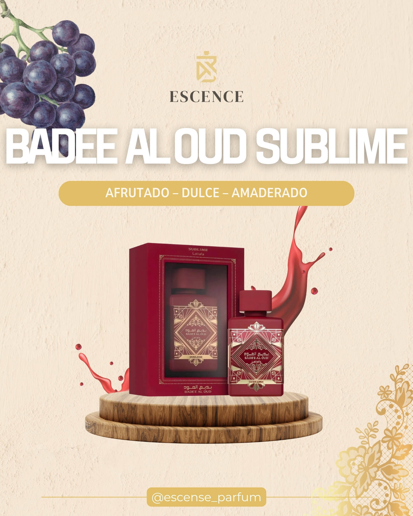 Perfume para hombre BADEE AL OUD SUBLIME con su caja original